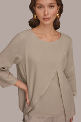 Donna Karan | 3/4 SLEEVE OVERLAY BLOUSE
