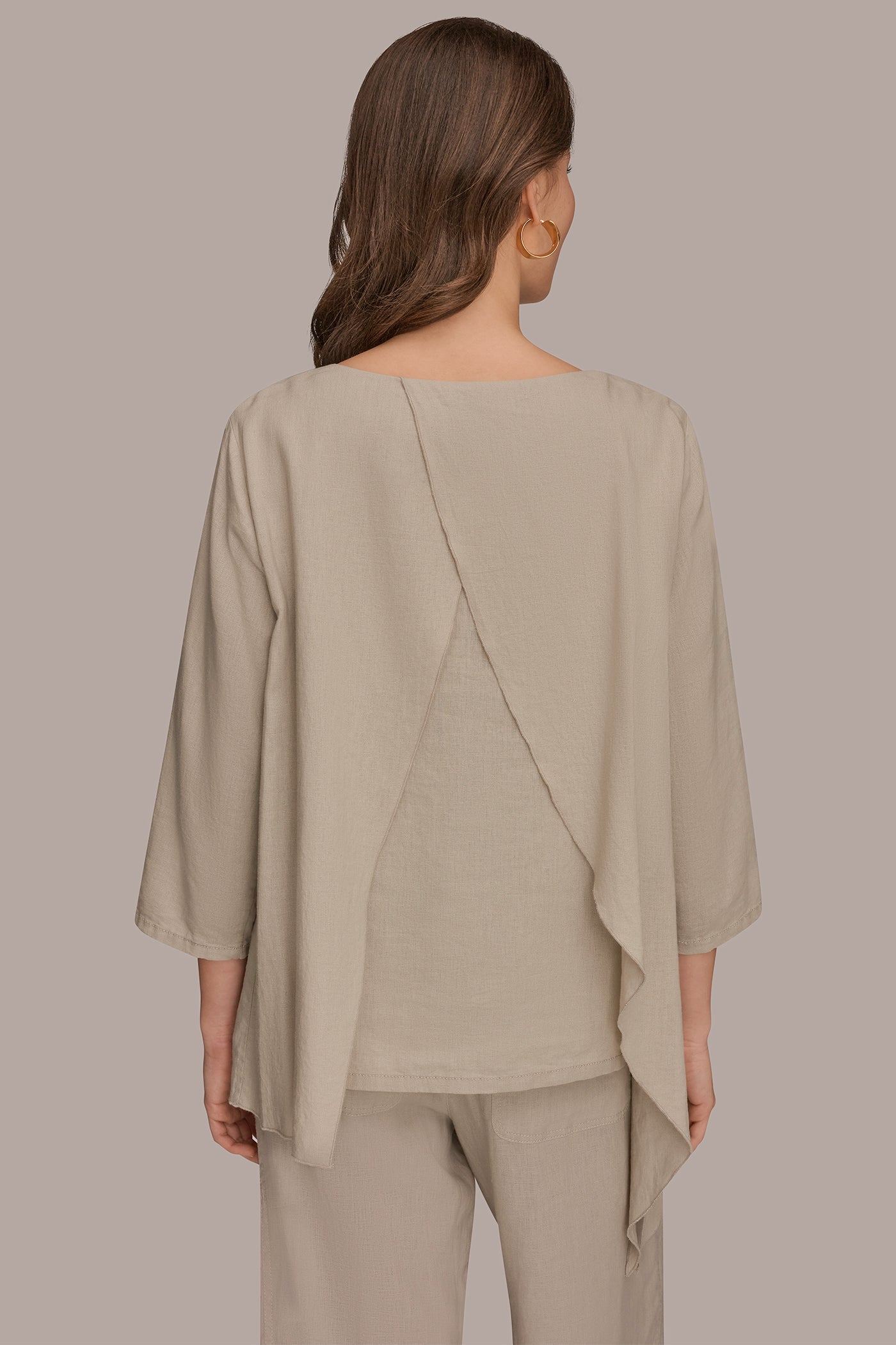 Donna Karan | 3/4 SLEEVE OVERLAY BLOUSE
