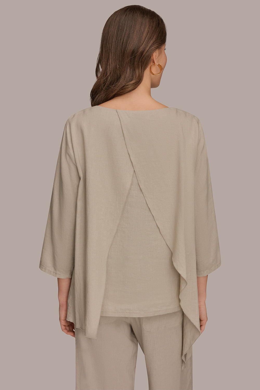 Donna Karan | 3/4 SLEEVE OVERLAY BLOUSE