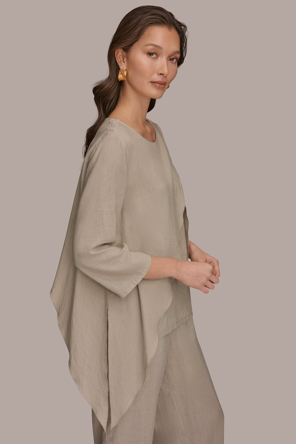 Donna Karan | 3/4 SLEEVE OVERLAY BLOUSE