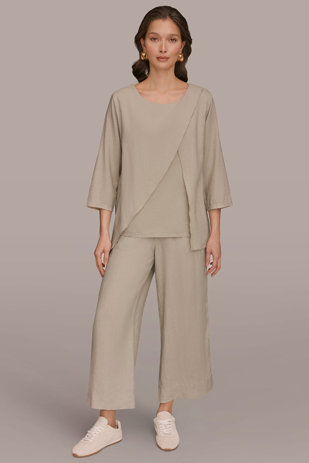 Donna Karan | 3/4 SLEEVE OVERLAY BLOUSE