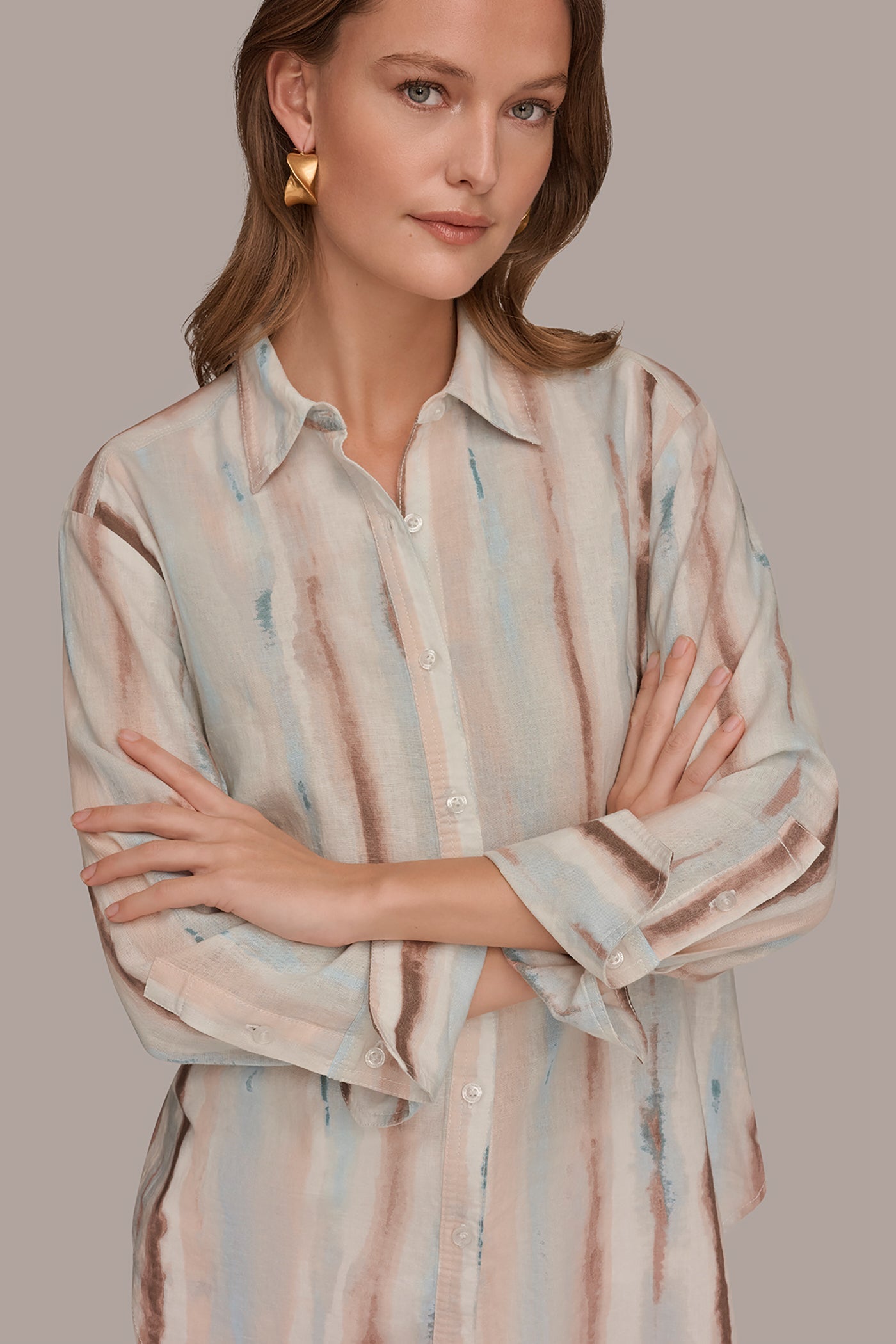 Donna Karan | LONG SLEEVE STRIPE SHIRT