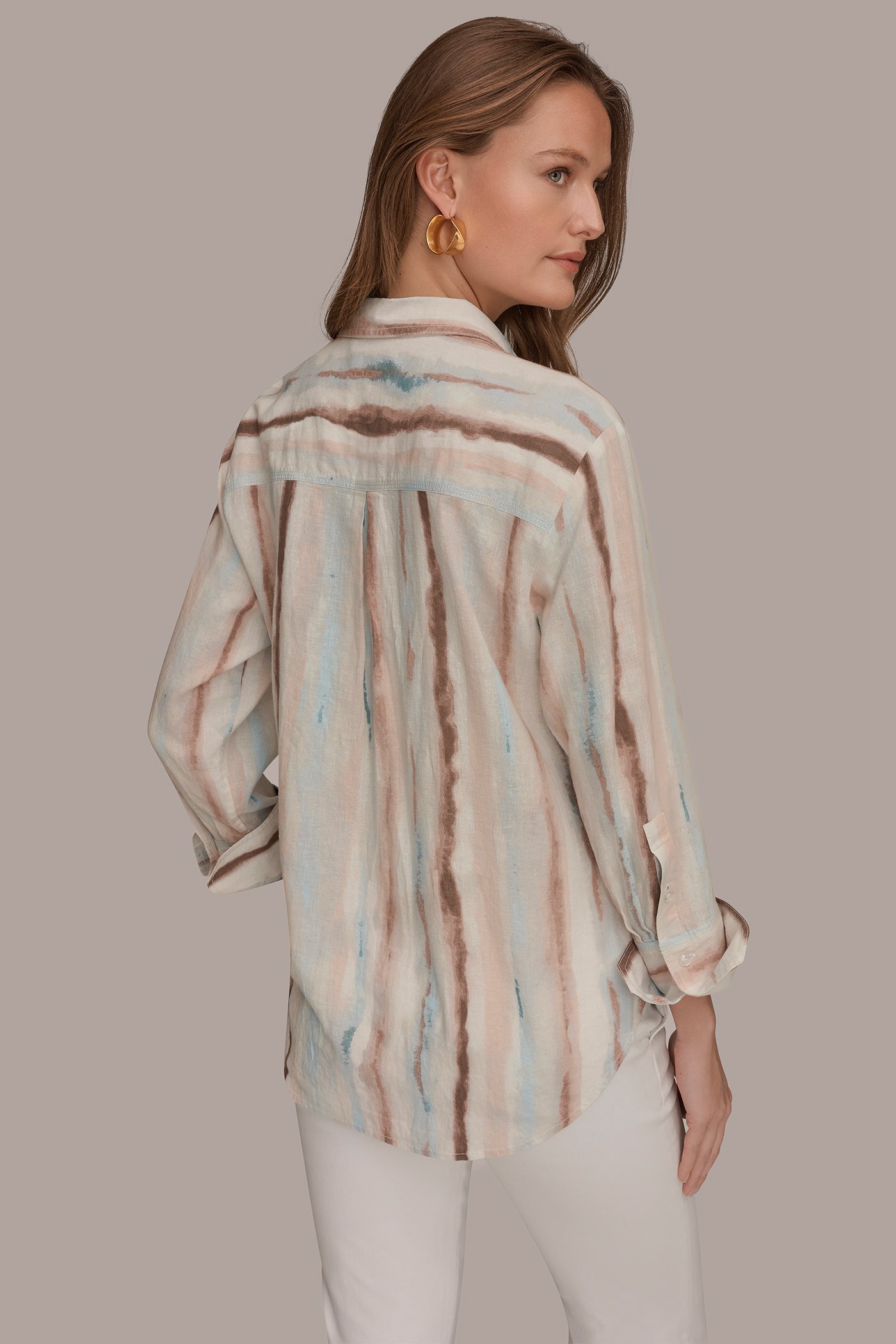 Donna Karan | LONG SLEEVE STRIPE SHIRT
