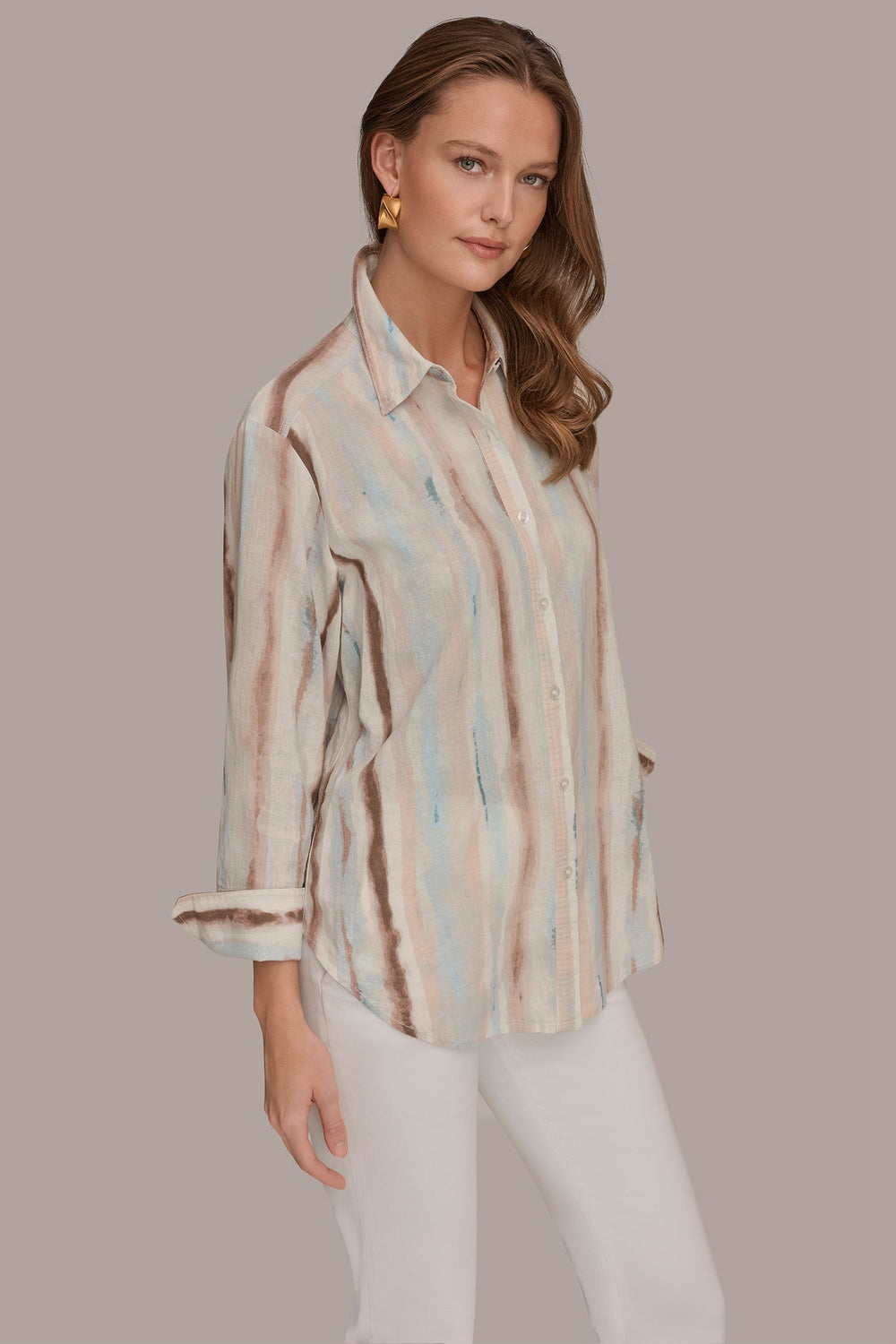 Donna Karan | LONG SLEEVE STRIPE SHIRT