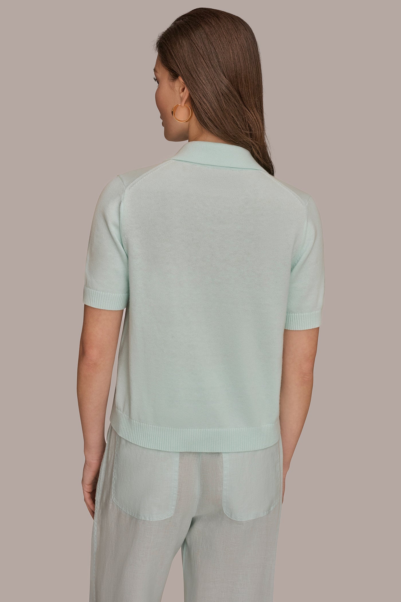 Donna Karan | COTTON AND CASHMERE POLO SWEATER