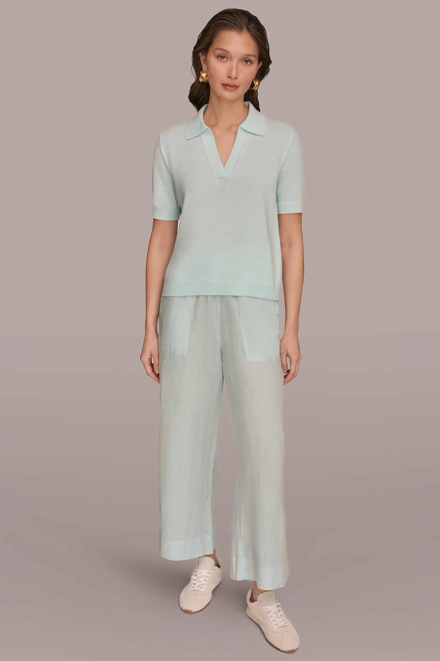 Donna Karan | COTTON AND CASHMERE POLO SWEATER