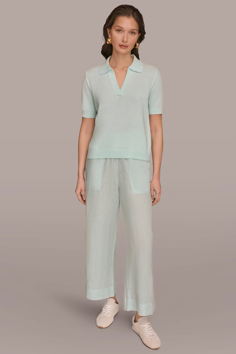 Donna Karan | COTTON AND CASHMERE POLO SWEATER