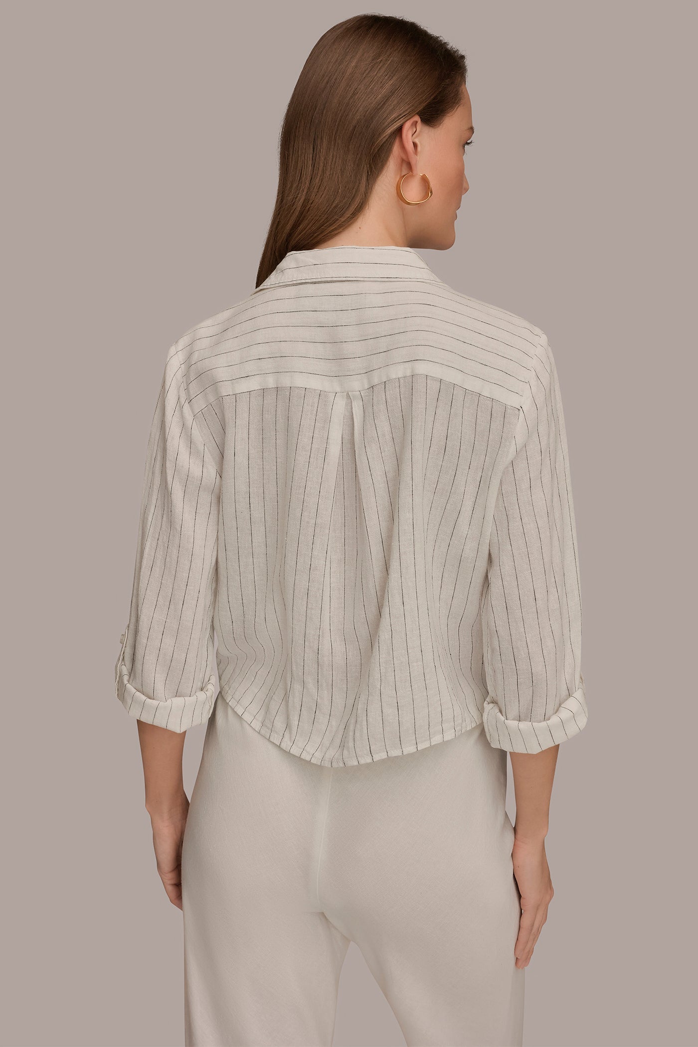 Donna Karan | LONG SLEEVE TIE-FRONT BLOUSE