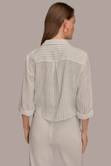 Donna Karan | LONG SLEEVE TIE-FRONT BLOUSE
