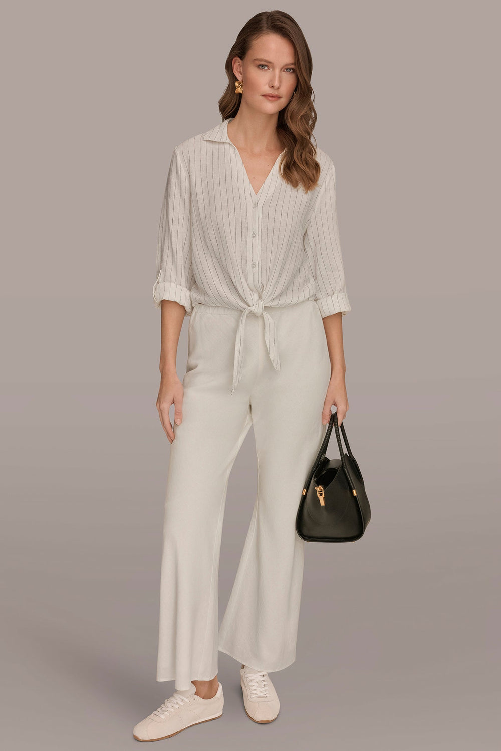 Donna Karan | LONG SLEEVE TIE-FRONT BLOUSE