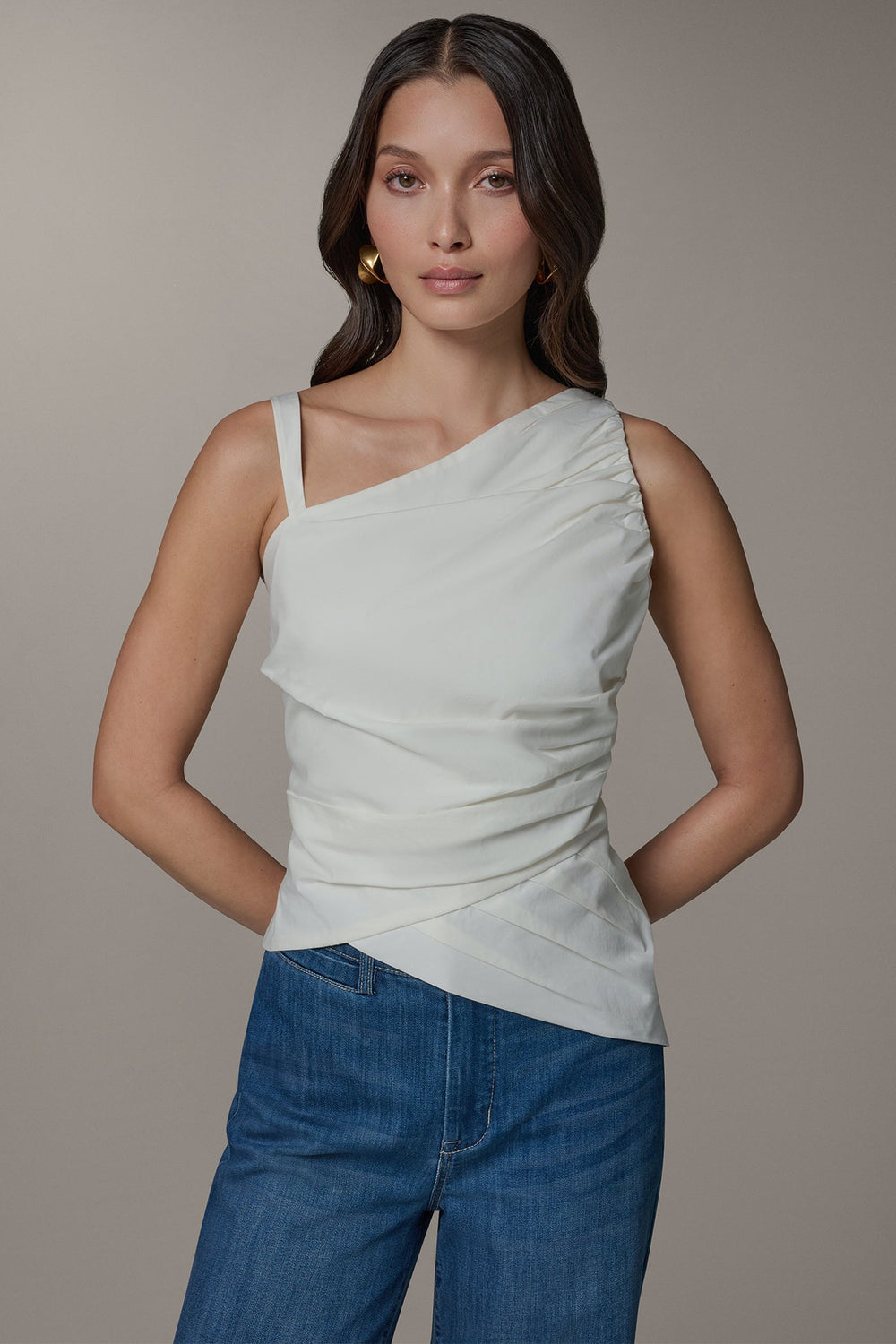 Donna Karan | SLEEVELESS ASYMMETRIC BLOUSE