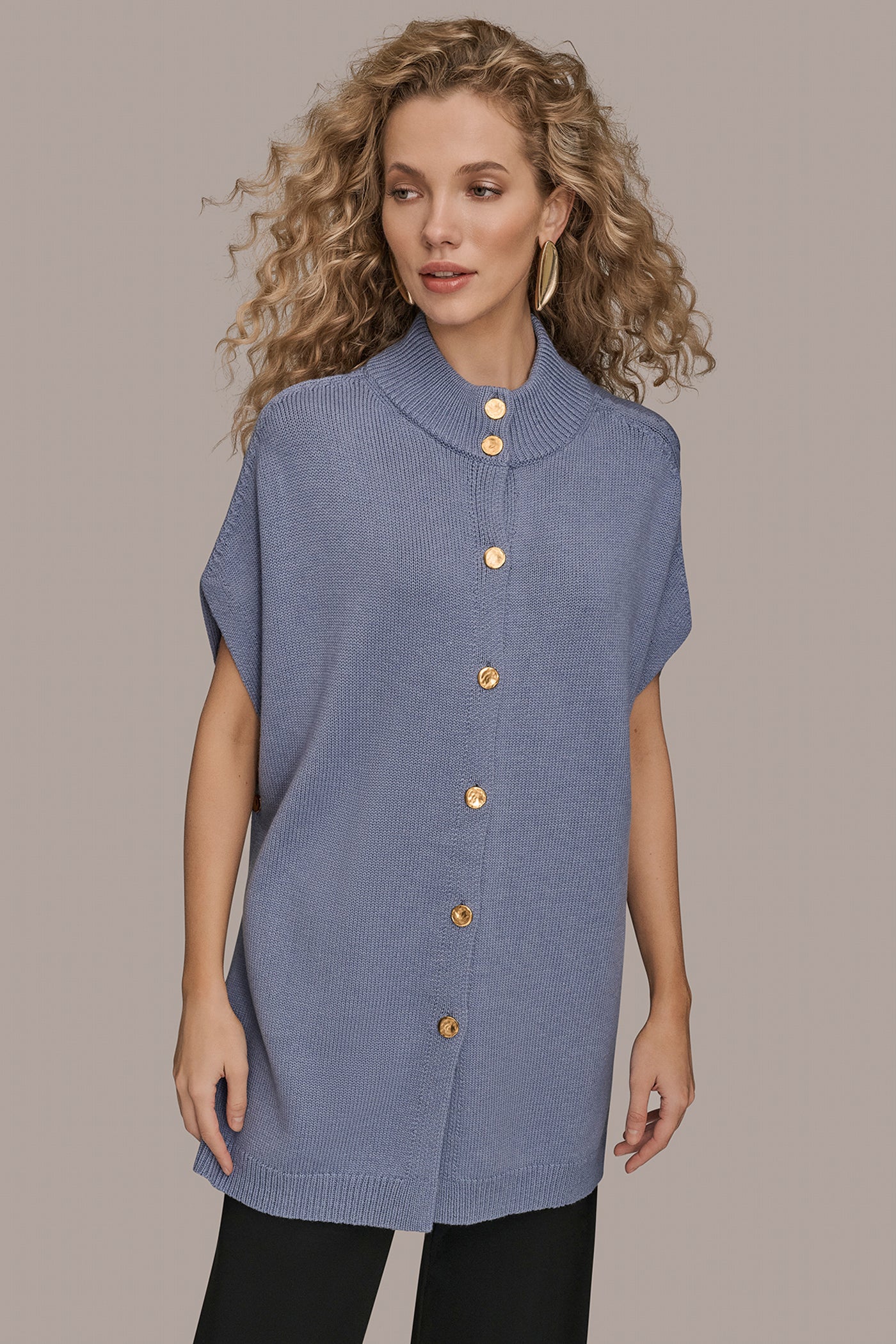 Donna Karan | BUTTON-FRONT SWEATER CAPELET