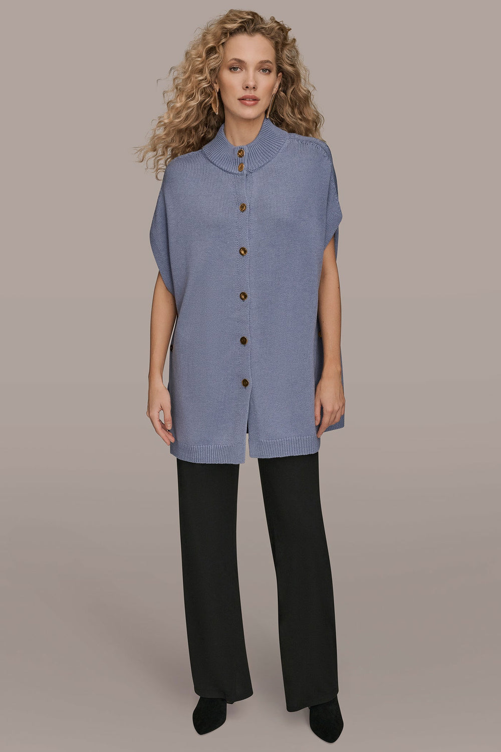 Donna Karan | BUTTON-FRONT SWEATER CAPELET