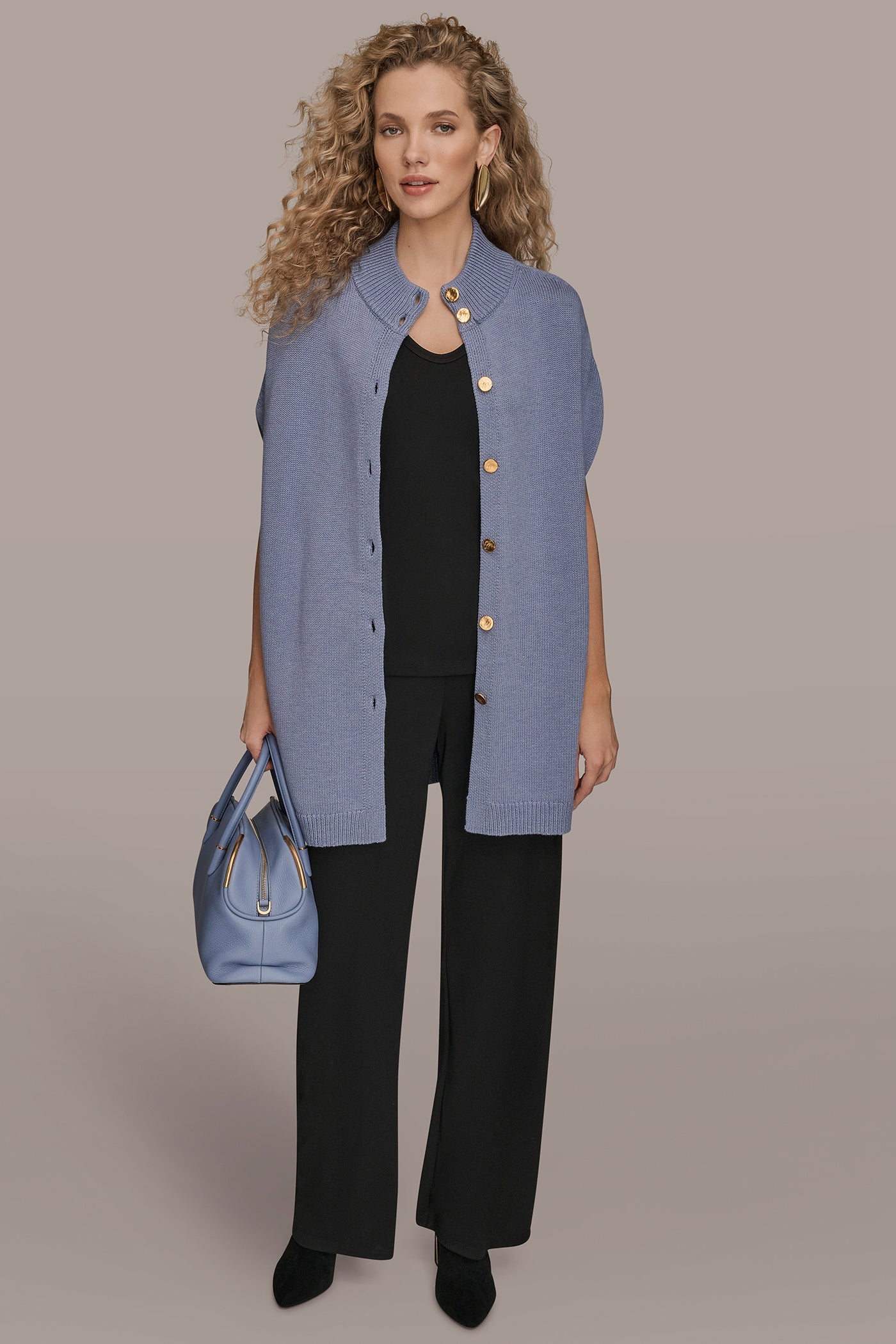 Donna Karan | BUTTON-FRONT SWEATER CAPELET