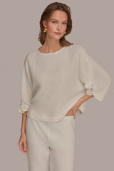 Donna Karan | 3/4 SLEEVE TWIST CUFF BLOUSE