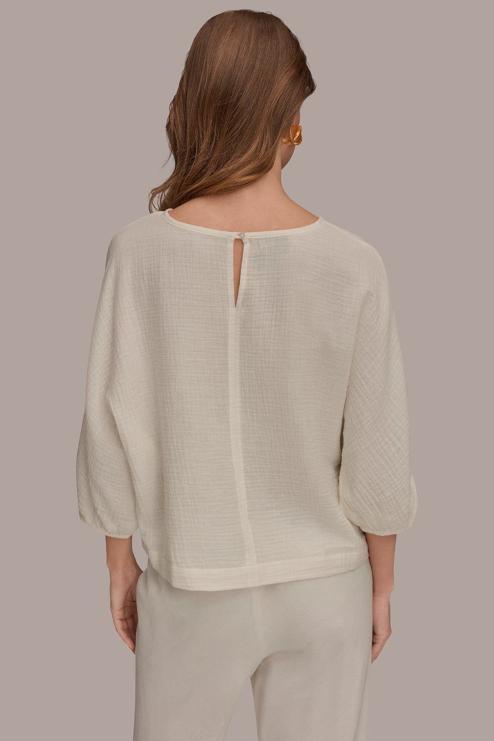 Donna Karan | 3/4 SLEEVE TWIST CUFF BLOUSE