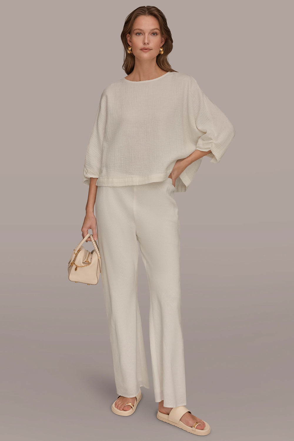 Donna Karan | 3/4 SLEEVE TWIST CUFF BLOUSE