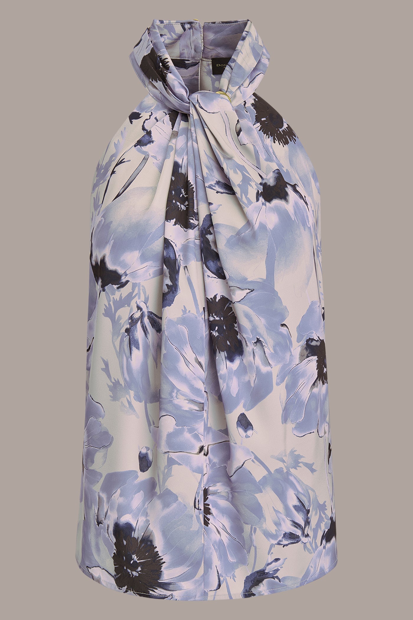 Donna Karan | SATIN PRINTED TWIST HALTER BLOUSE