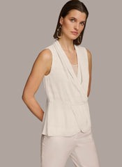 Donna Karan | FAUX WRAP PEPLUM TOP
