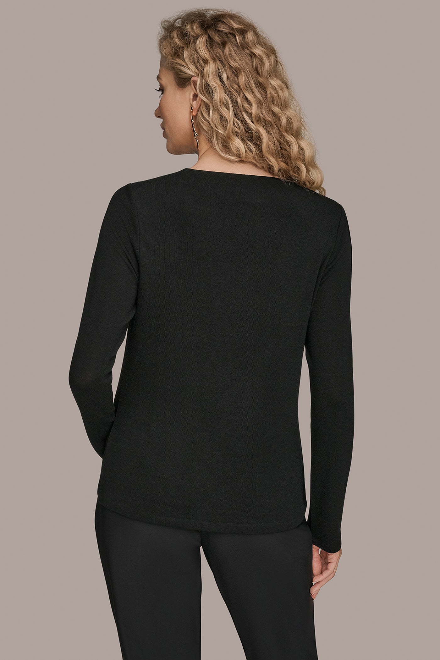 Donna Karan | LONG-SLEEVE COWL-NECK FLORAL TOP