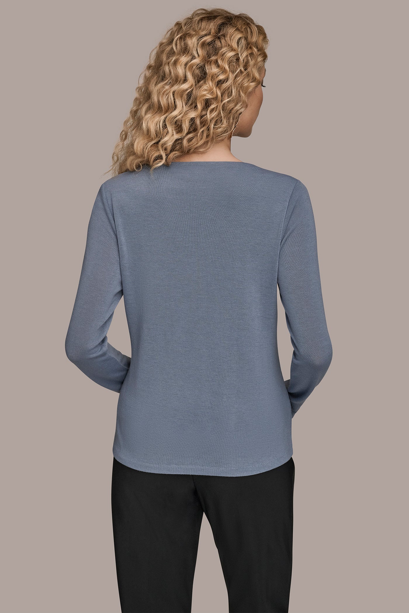 Donna Karan | LONG-SLEEVE COWL-NECK FLORAL TOP