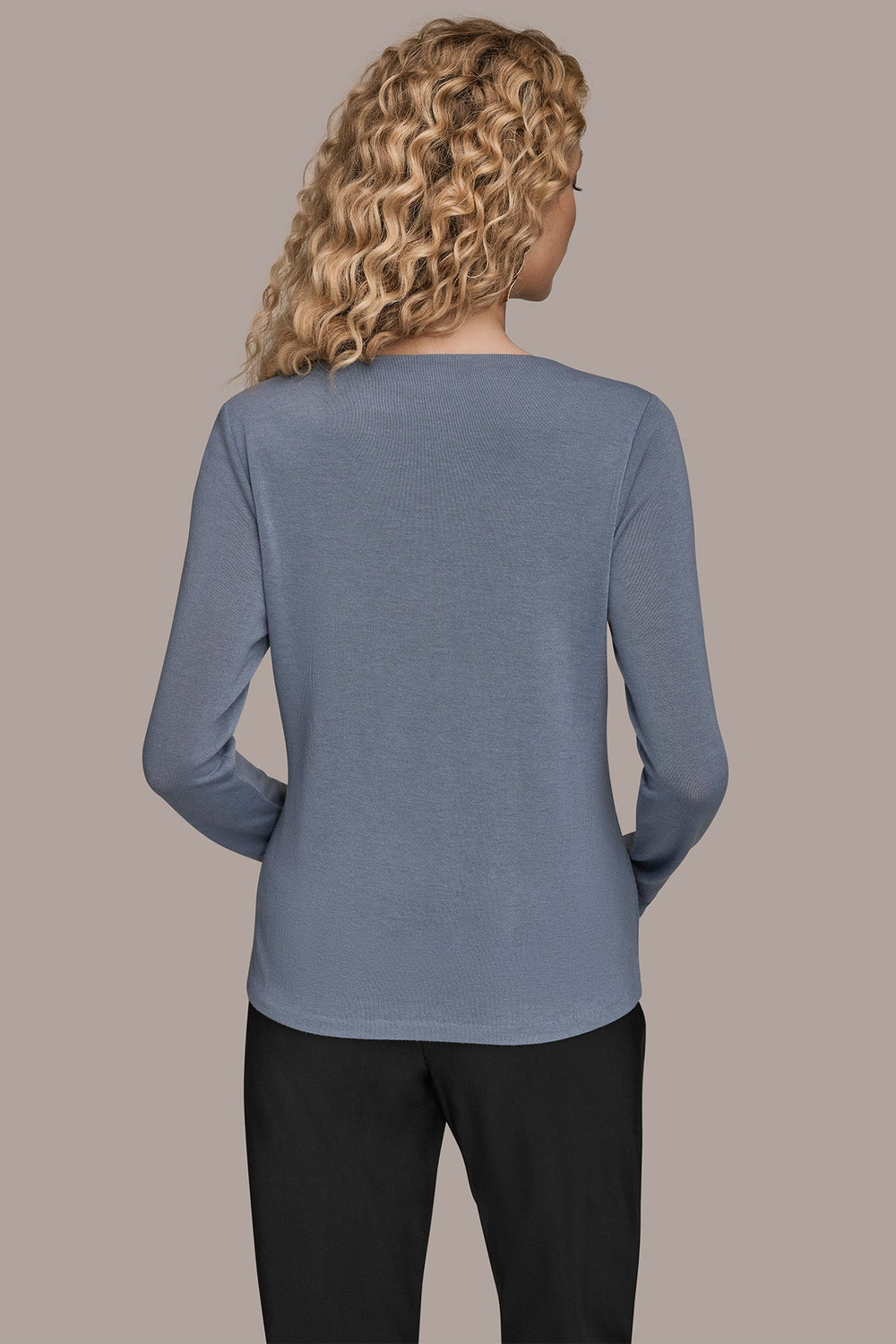 Donna Karan | LONG-SLEEVE COWL-NECK FLORAL TOP