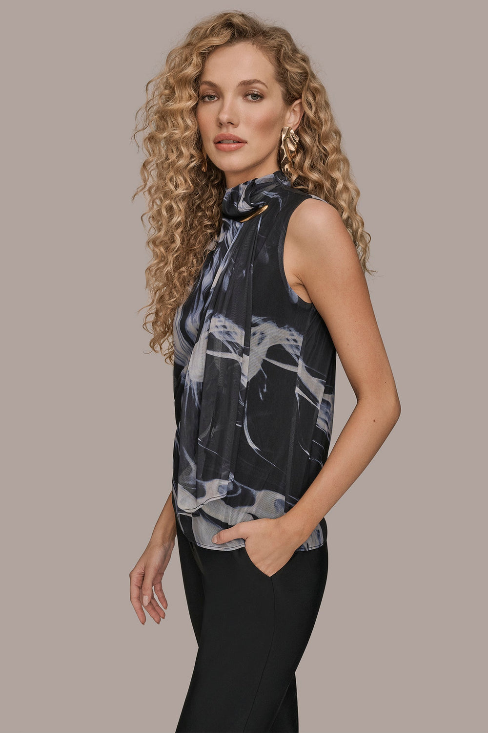 Donna Karan | TIE-NECK HALTER BLOUSE