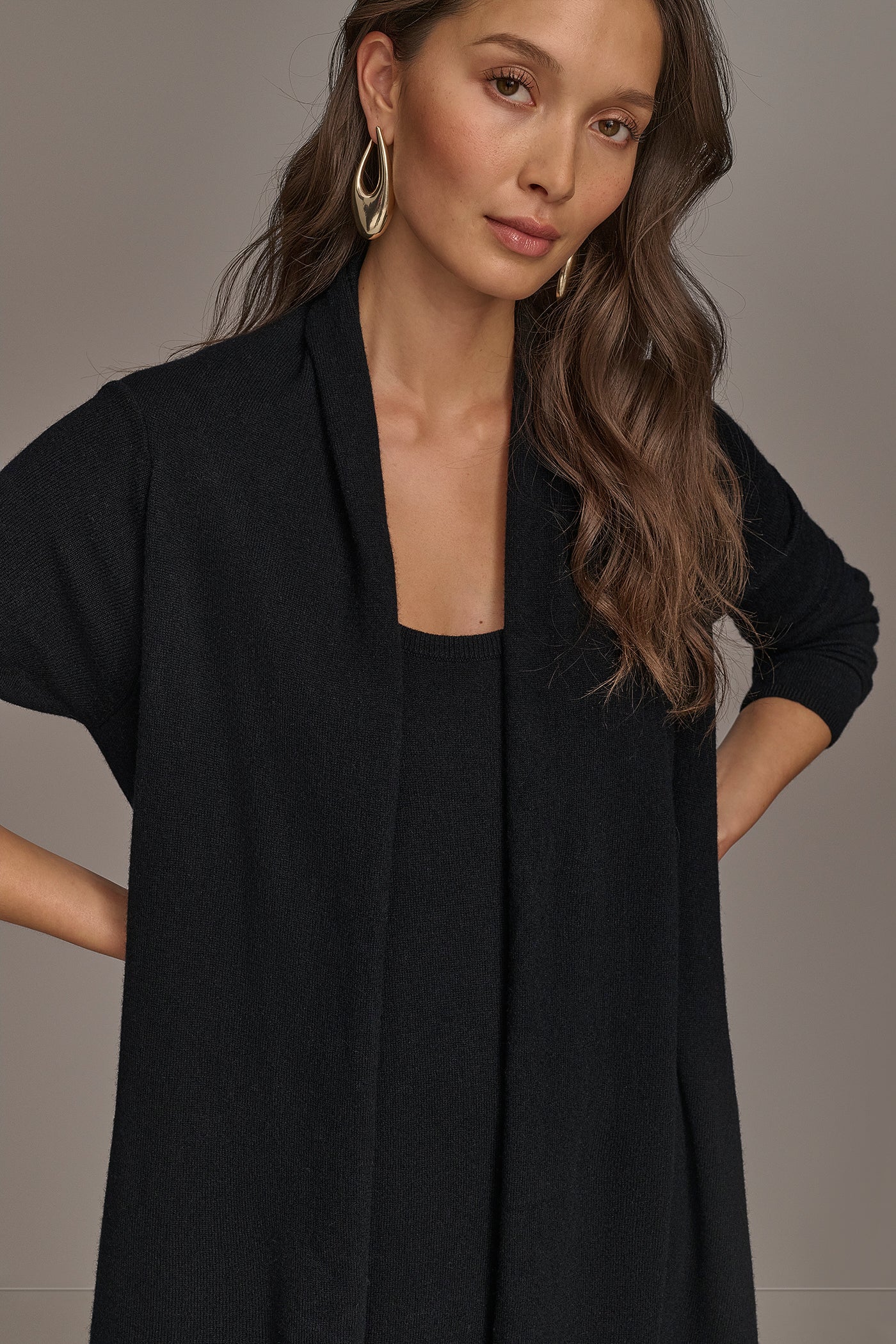 Donna Karan | CASHMERE LONG SLEEVE CARDIGAN