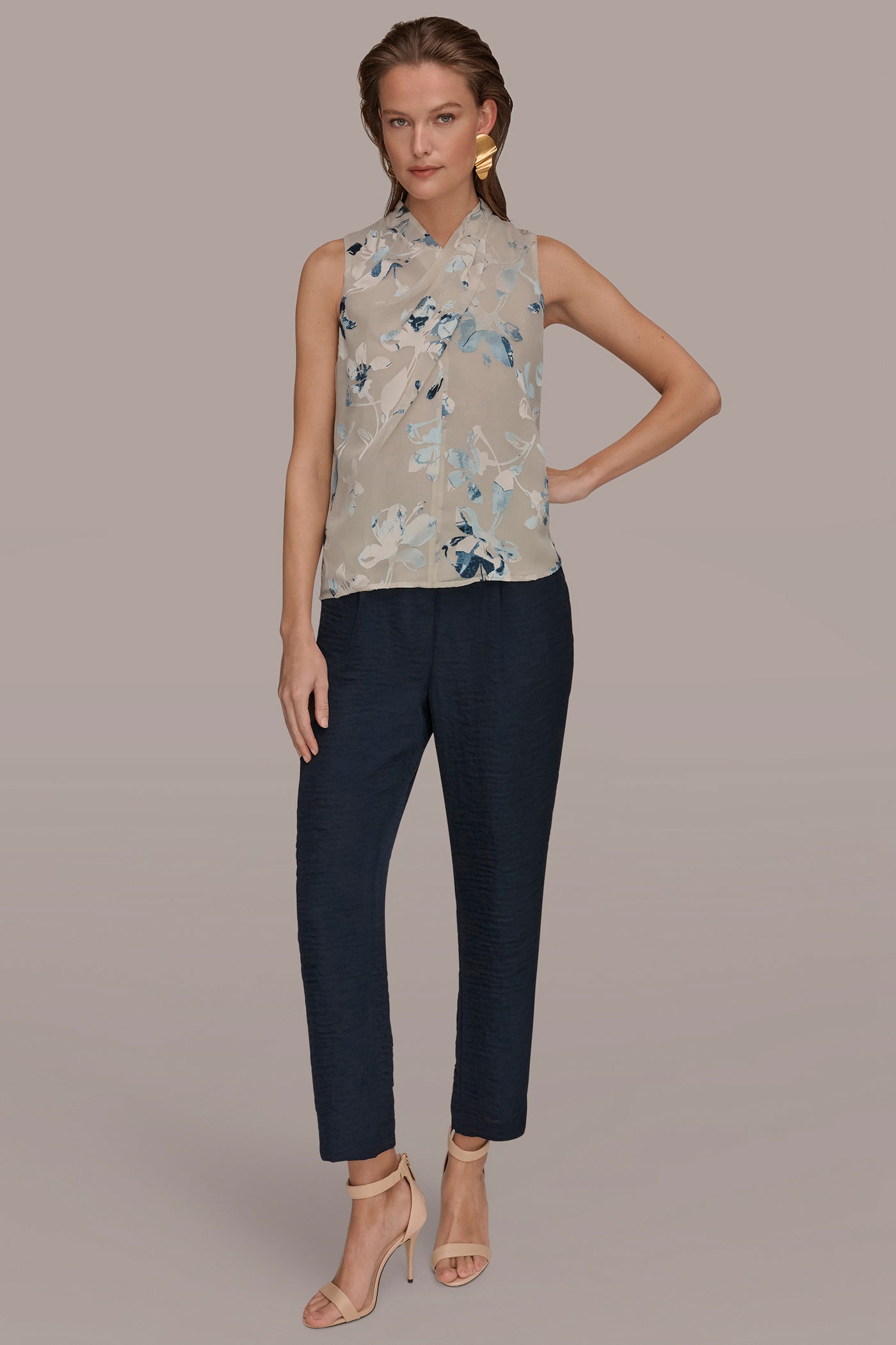 Donna Karan | FLORAL CRISSCROSS TOP