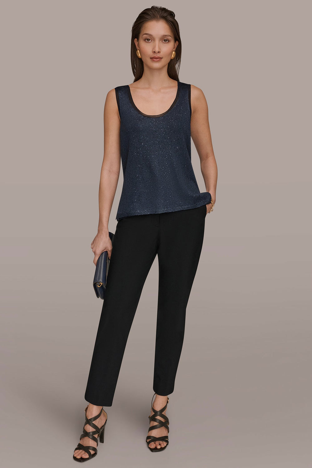 Donna Karan | SCOOP-NECK SEQUIN SHELL TOP