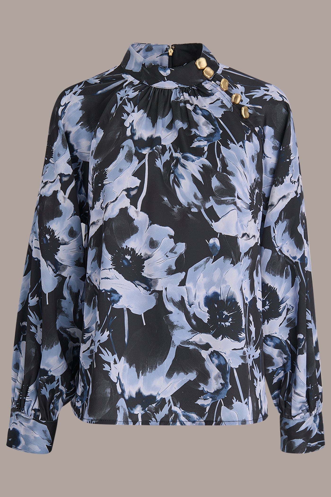 Donna Karan | BUTTON-NECK BLOUSE