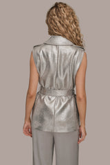 Donna Karan | METALLIC BELTED VEST