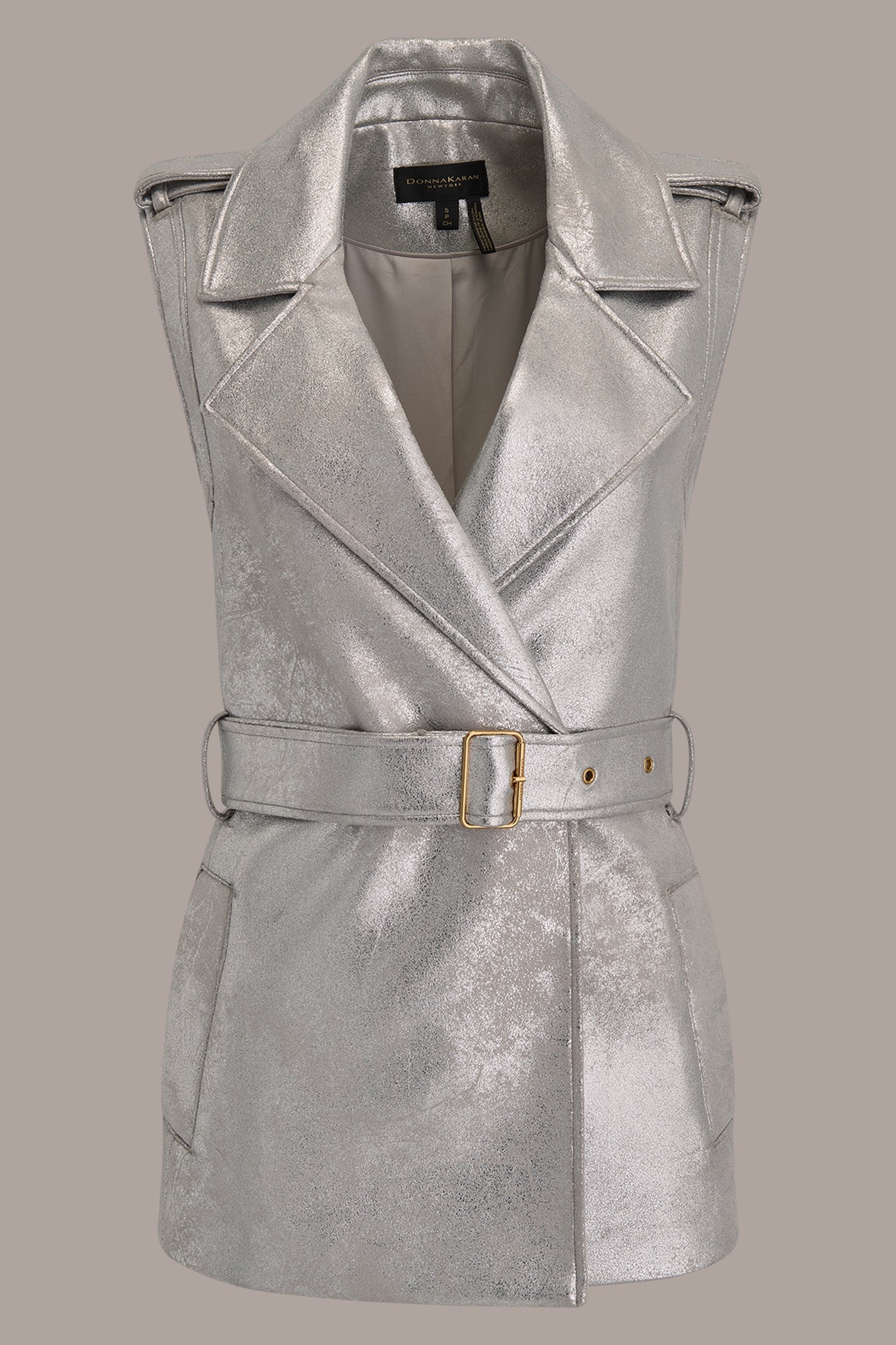 Donna Karan | METALLIC BELTED VEST