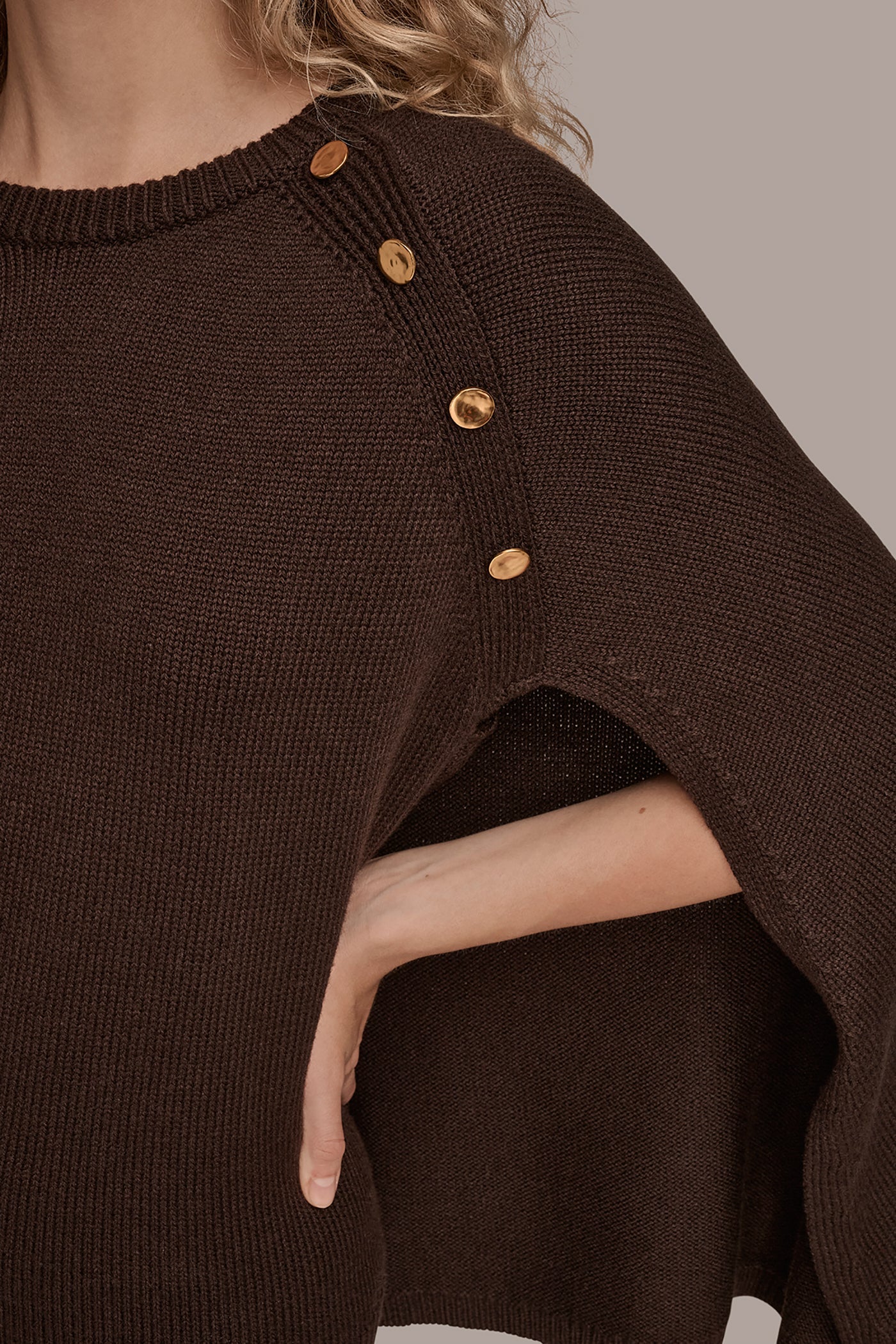 Donna Karan | CAPE-EFFECT BUTTON SWEATER