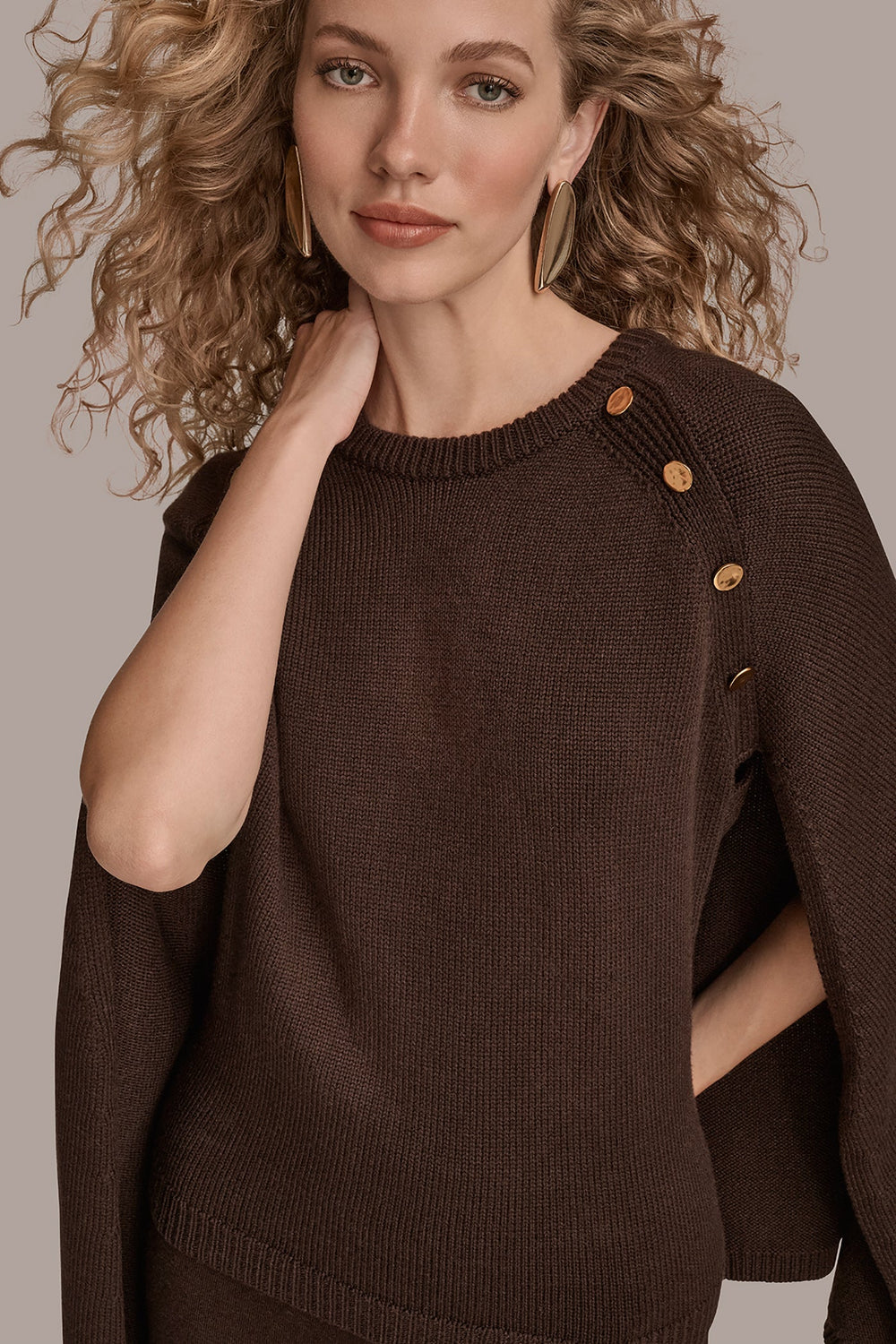 Donna Karan | CAPE-EFFECT BUTTON SWEATER