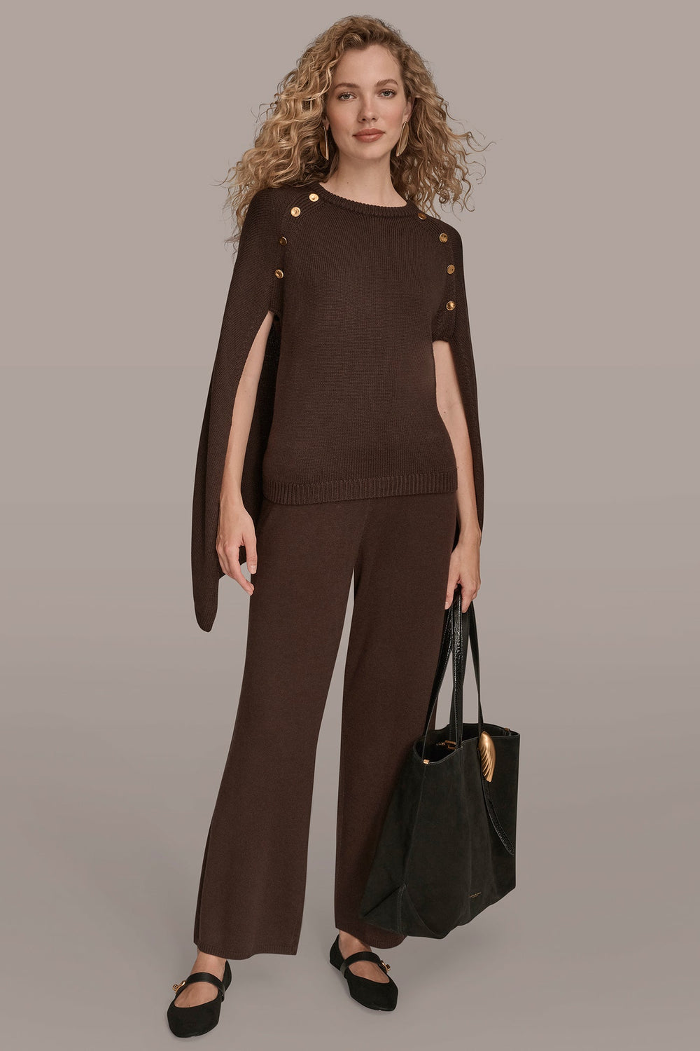 Donna Karan | CAPE-EFFECT BUTTON SWEATER