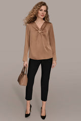 Donna Karan | LONG SLEEVE RING V-NECK BLOUSE