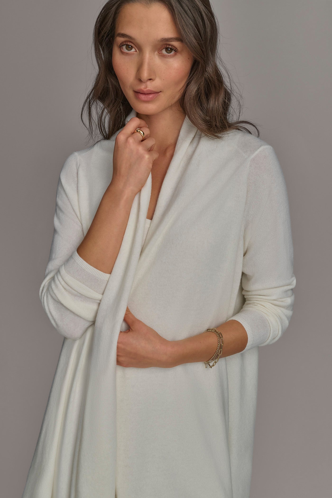 Donna Karan | CASHMERE LONG SLEEVE CARDIGAN
