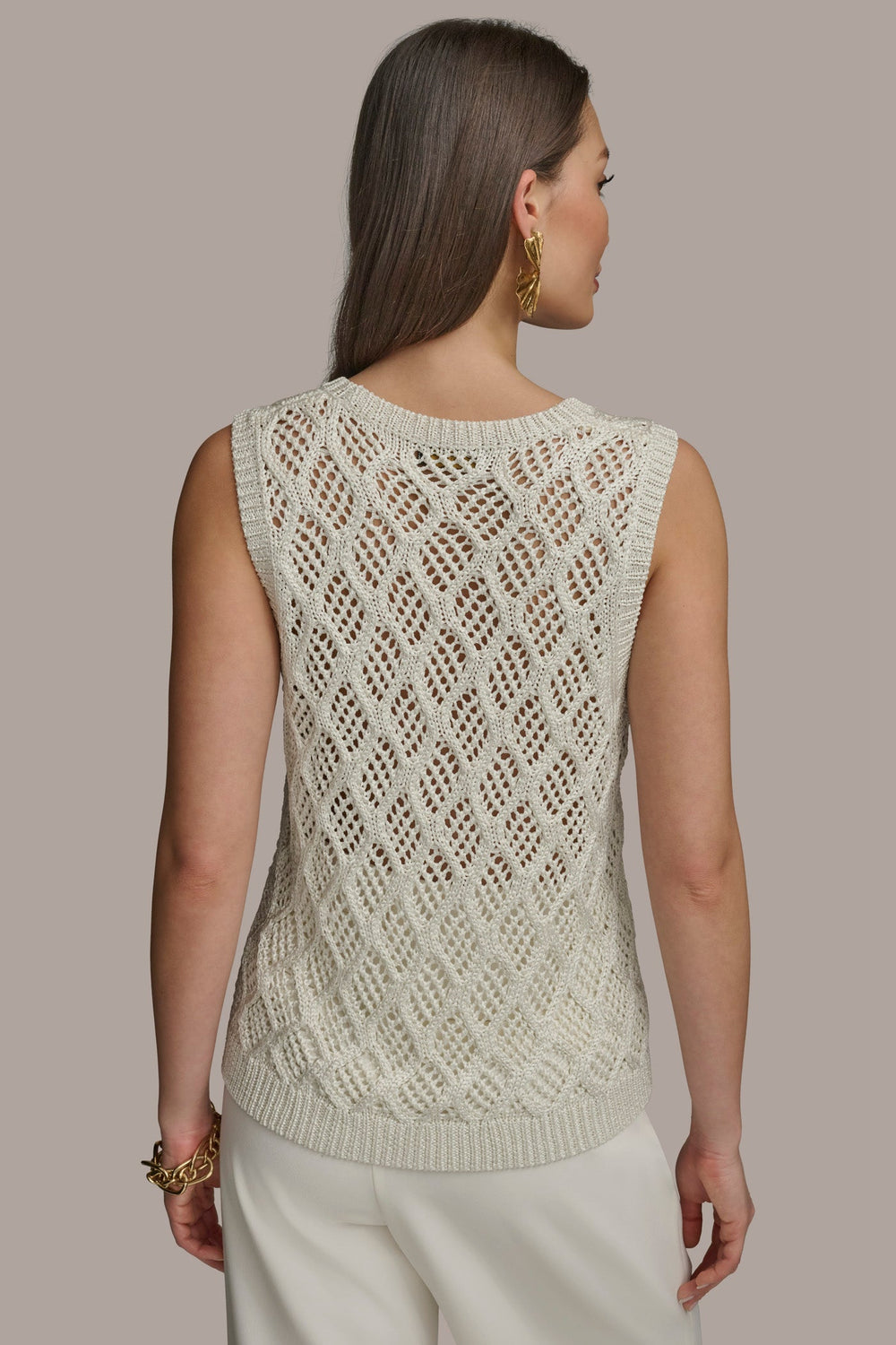 Donna Karan | DIAMOND PATTERN CREW NECK TOP
