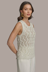 Donna Karan | DIAMOND PATTERN CREW NECK TOP