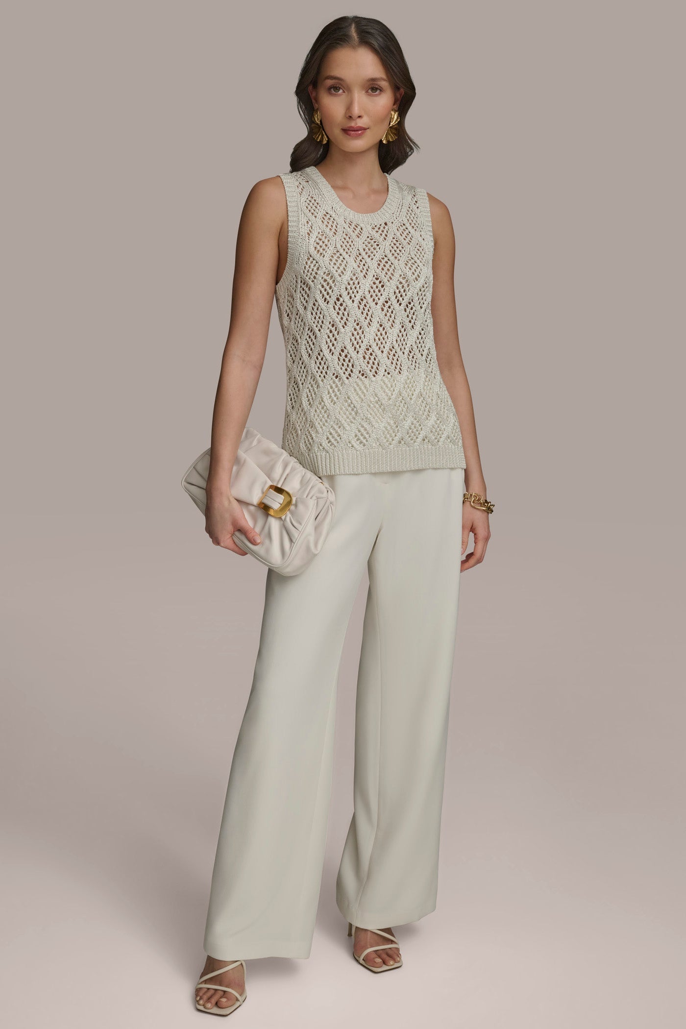 Donna Karan | DIAMOND PATTERN CREW NECK TOP