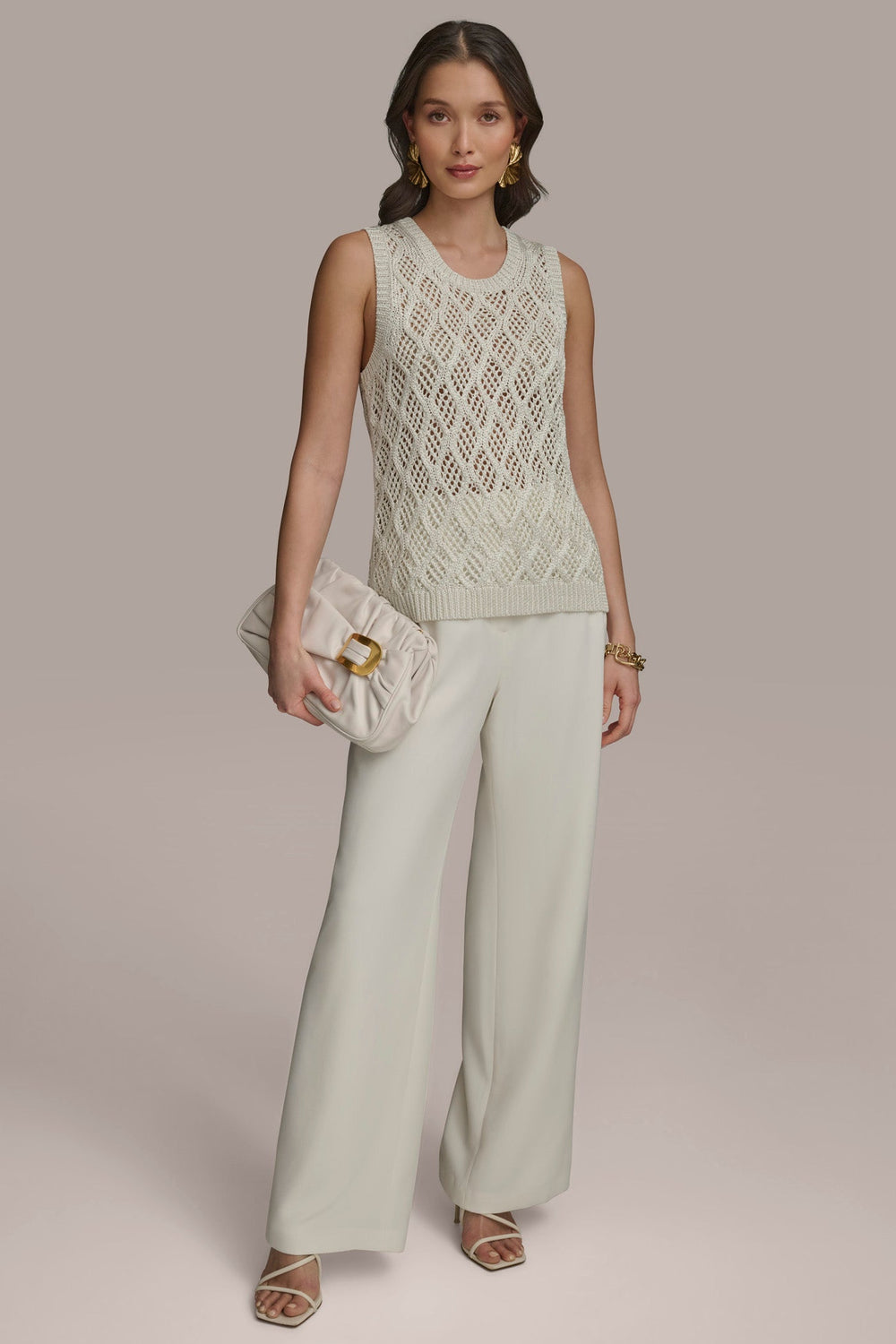 Donna Karan | DIAMOND PATTERN CREW NECK TOP