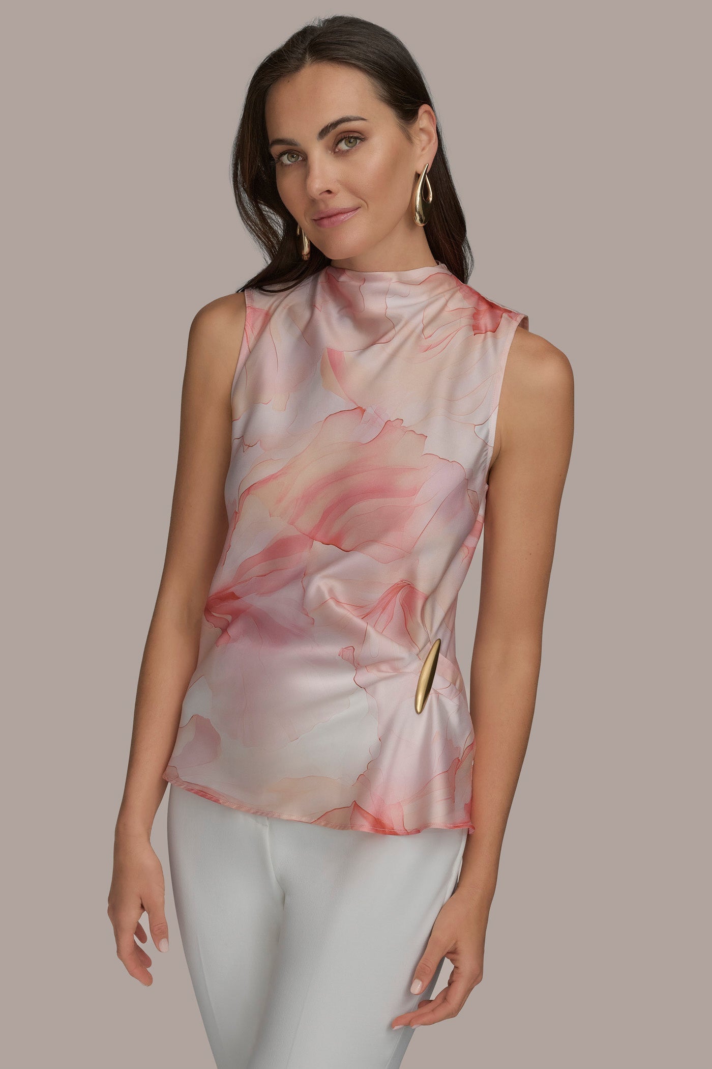 Donna Karan | PART SLEEVELESS WITH HARDWARE WAIST