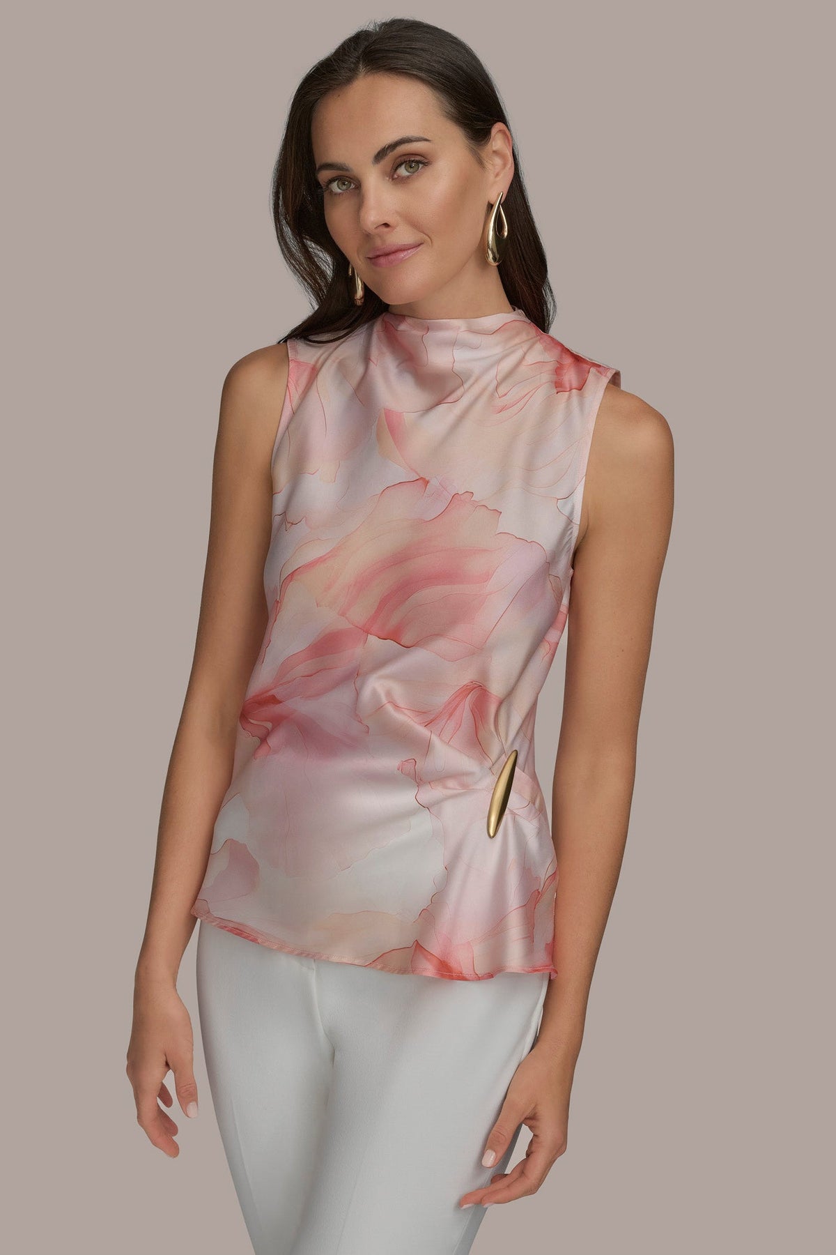 Donna Karan | PART SLEEVELESS WITH HARDWARE WAIST