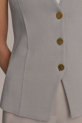 Donna Karan | SLEEVELESS BUTTON UP SWEATER VEST
