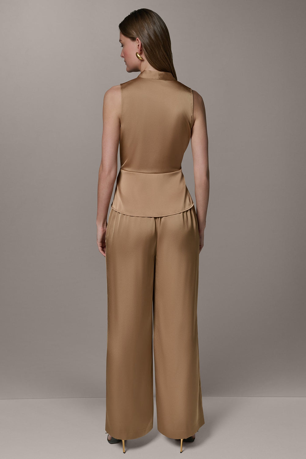 Donna Karan | SLEEVELESS WRAP-EFFECT ASYMMETRIC PEPLUM BLOUSE