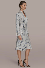 Donna Karan | COTTON PRINTED MIDI SHIRT DRESS