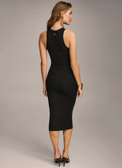 Donna Karan | SLEEVELESS MIDI RUCHED DRESS