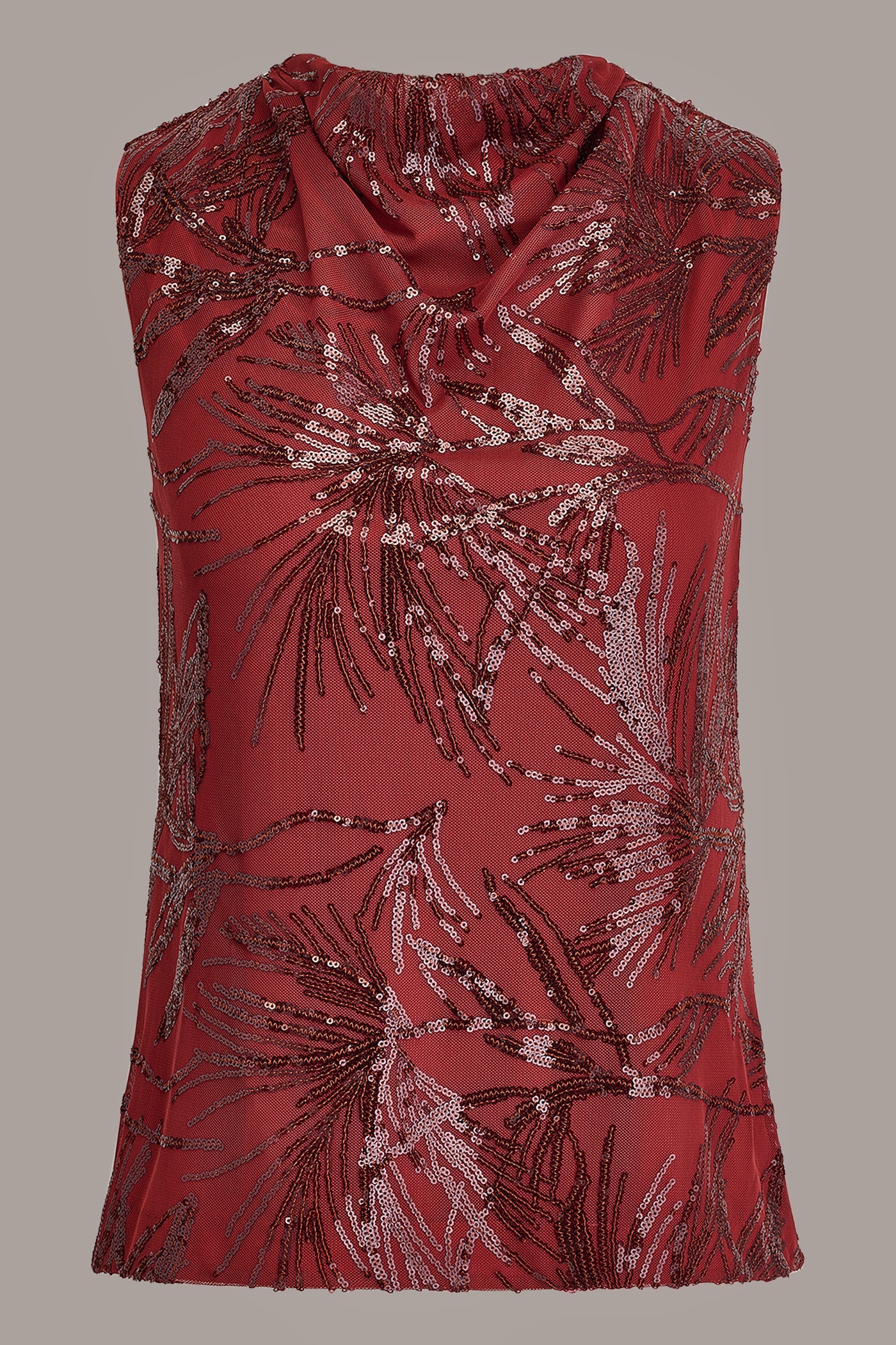 Donna Karan | SLEEVELESS COWL NECK SEQUIN BLOUSE