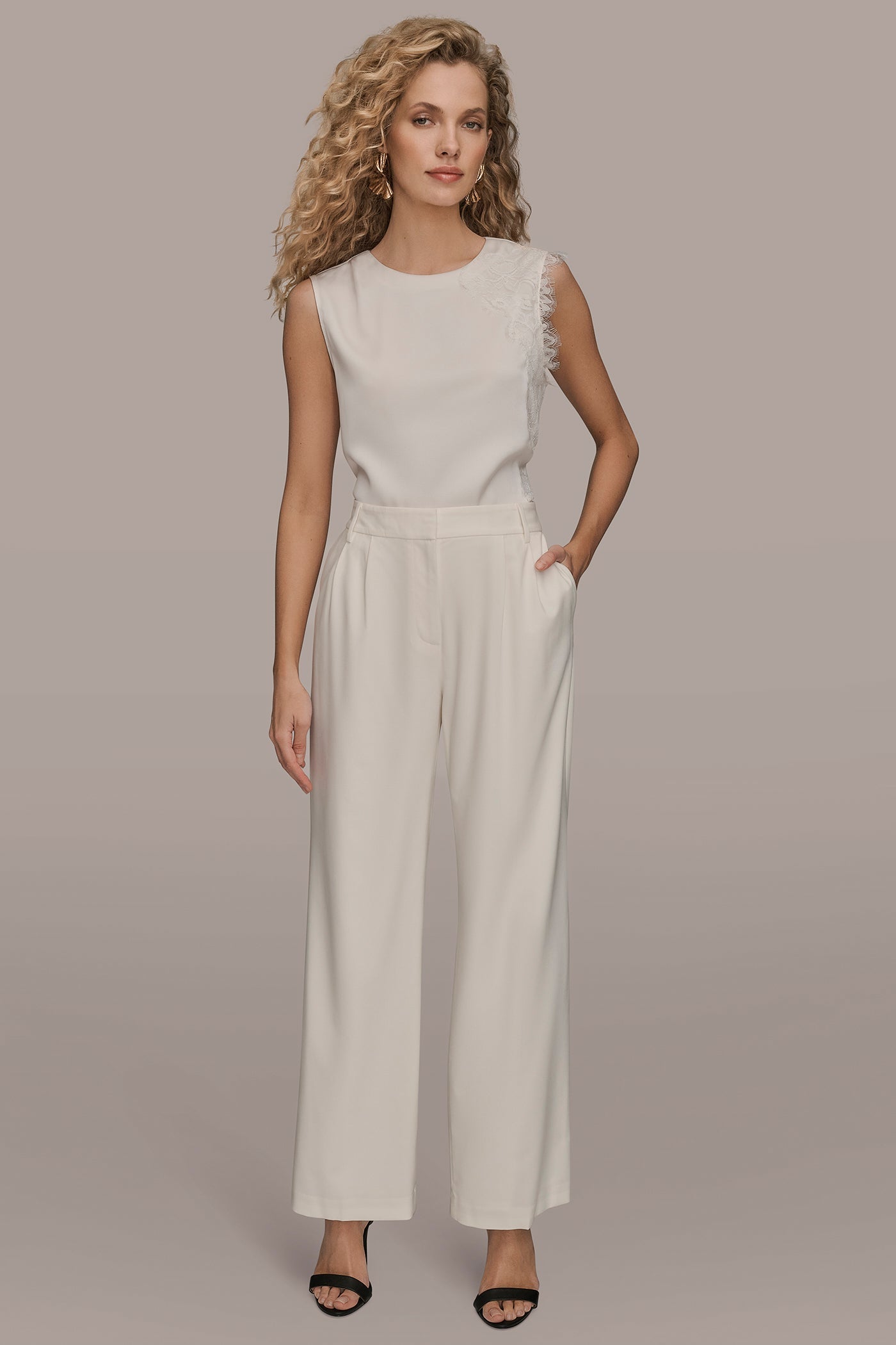 Donna Karan | EXTRA HIGH-RISE PLEATED WIDE-LEG PANT